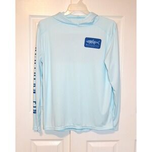 Southern Fin Blue Performance Hoodie Men's M 100% Polyester UPF 50